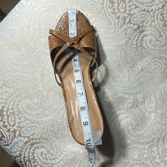 Andiamo Women's Patent Cork Slip On Strappy Heels Wrap Sandals Open Back, Brown - Picture 8 of 9